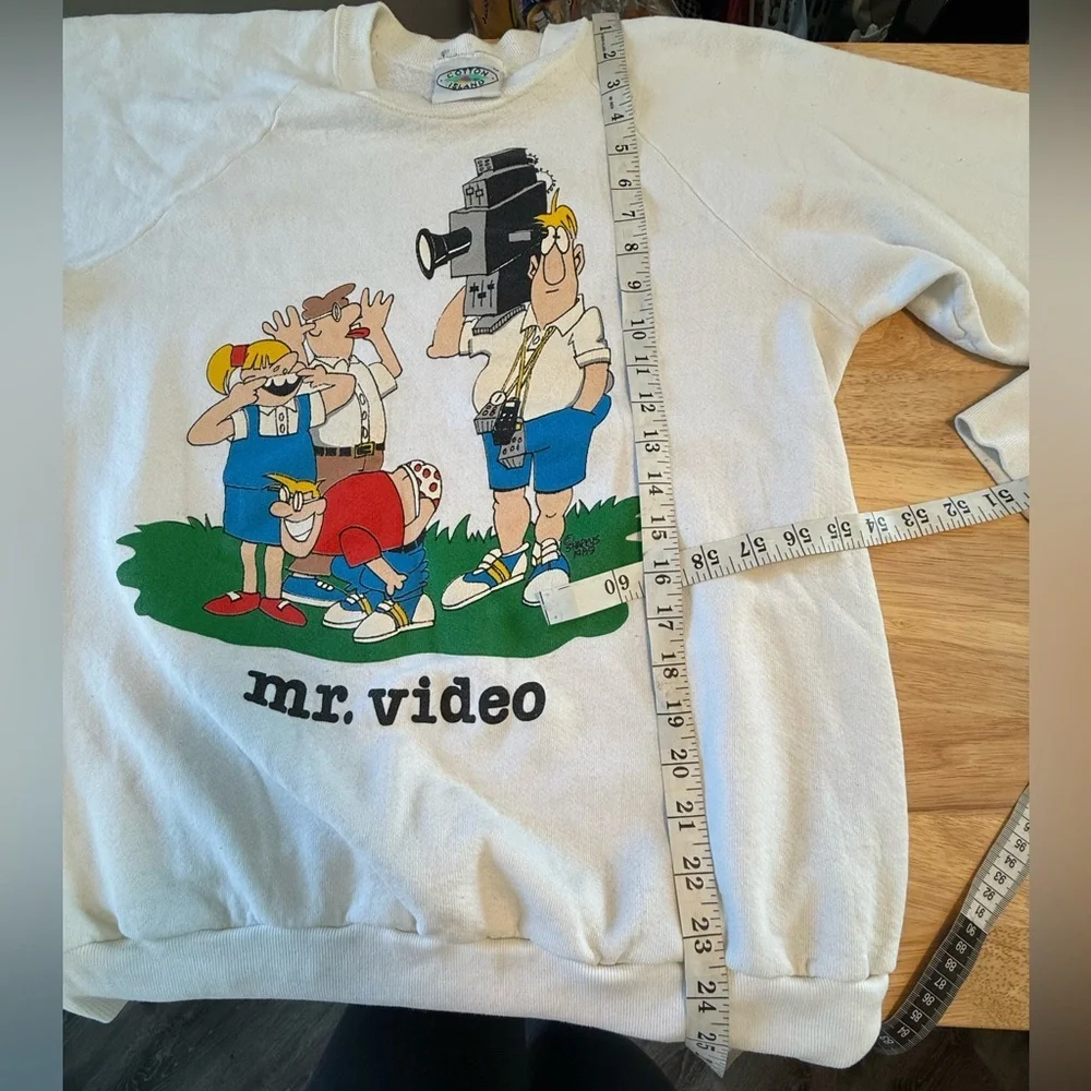 Vintage White Mr. Video Graphic Sweatshirt - Picture 8 of 10